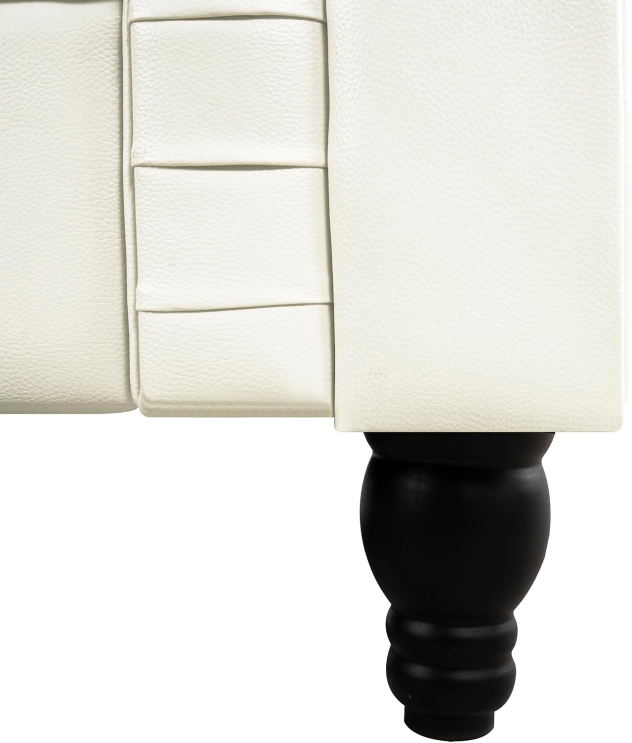 Naomi Home Emery Chesterfield Loveseat & Sofa Set with Rolled Arms, Tufted Cushions for, Living Room, Bedroom, Apartment Easy Tool-Free Assembly – Off White