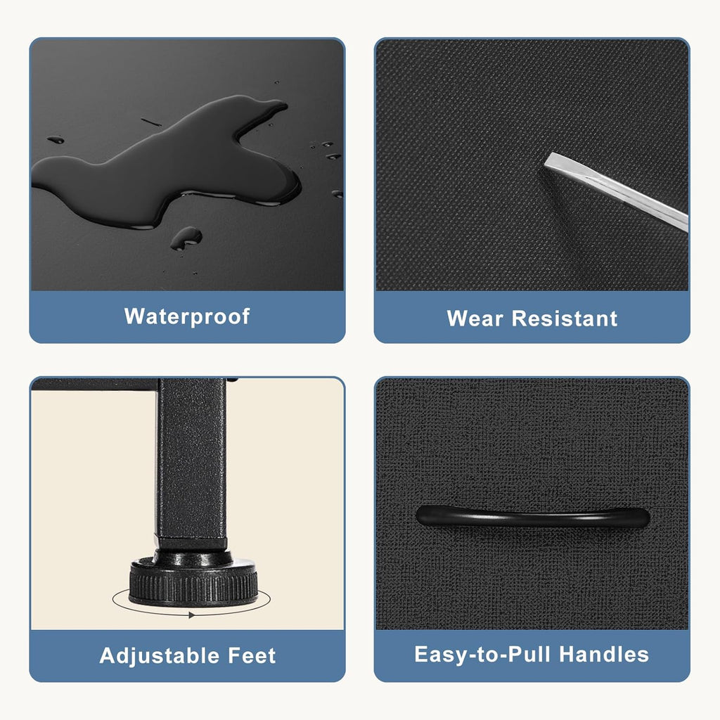 DUMOS Dresser for Bedroom, Storage Organizer with 9 Drawers, Chest of Drawers with Fabric Bins, Sturdy Metal Frame, Wood Tabletop for Guest Room, Closet, Entryway, Black