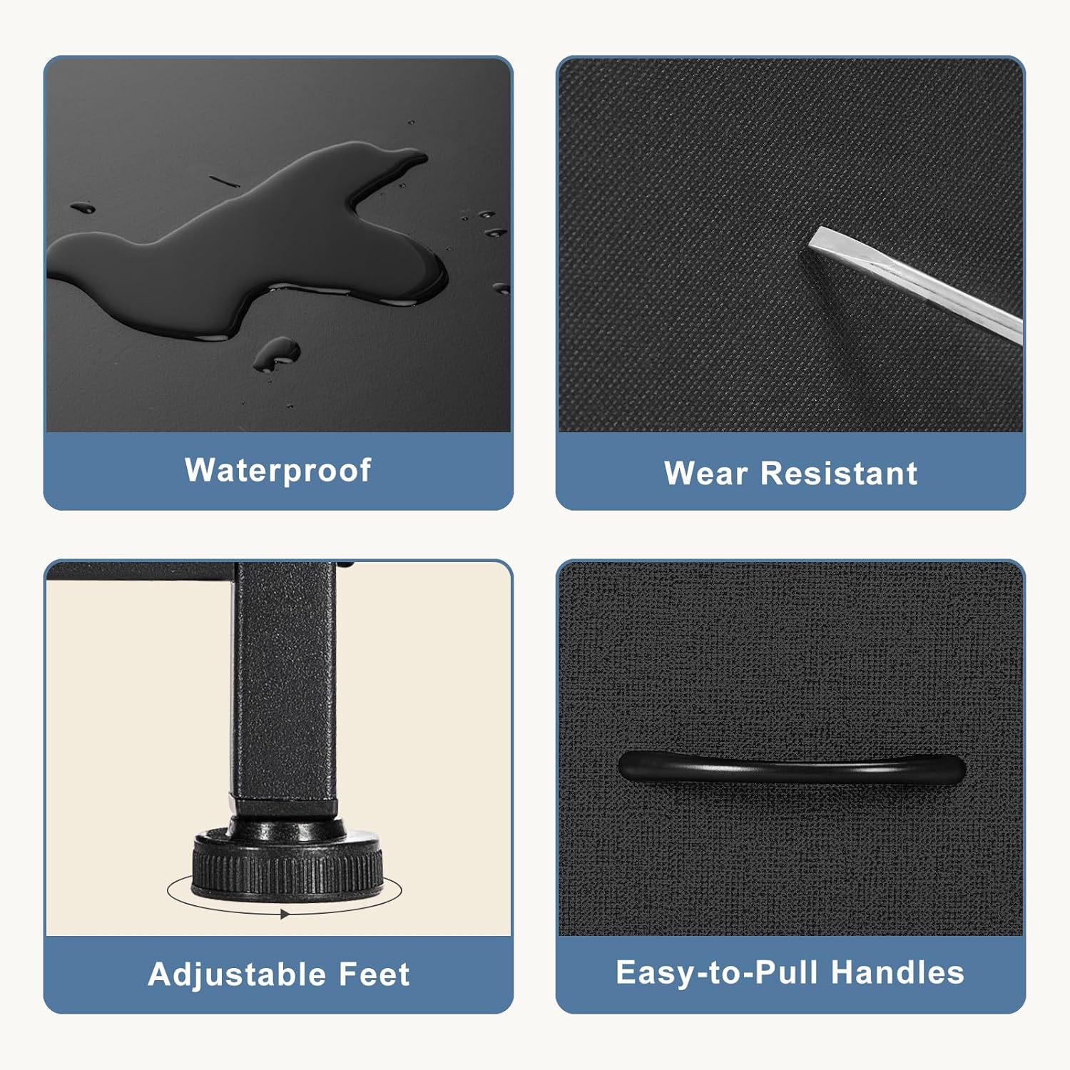 DUMOS Dresser for Bedroom, Storage Organizer with 9 Drawers, Chest of Drawers with Fabric Bins, Sturdy Metal Frame, Wood Tabletop for Guest Room, Closet, Entryway, Black